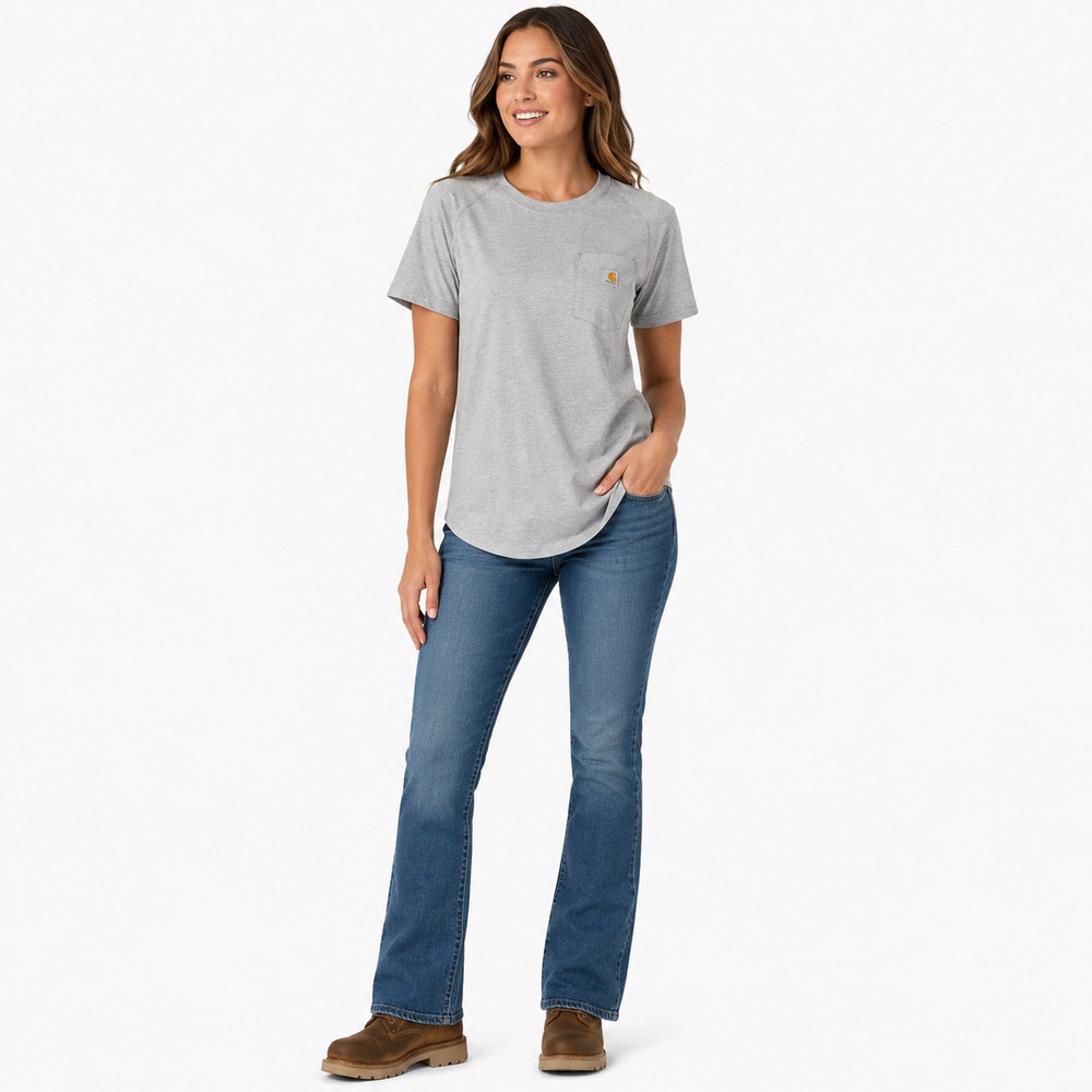 Carhartt Force Womens Pocket T-Shirt Size XL Gray Workwear Outdoor Athletic Top